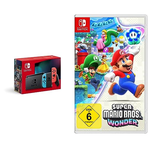 Nintendo Switch-Konsole Neon-Rot/Neon-Blau + Super Mario Bros. Wonder Switch von Nintendo