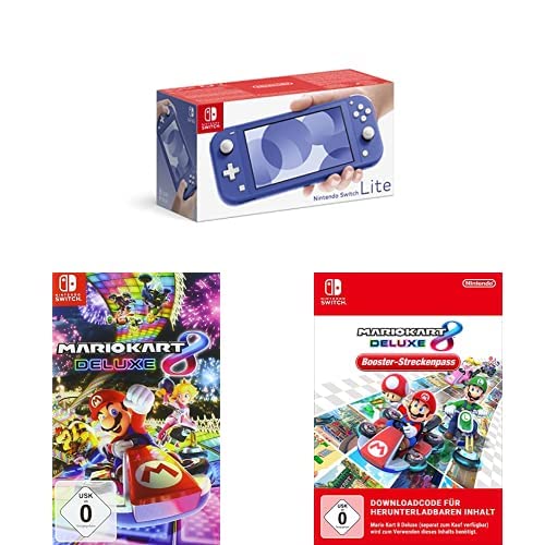 Nintendo Switch Lite, Standard, Blau + Mario Kart 8 Deluxe - [Nintendo Switch] + Boosterpass von Nintendo