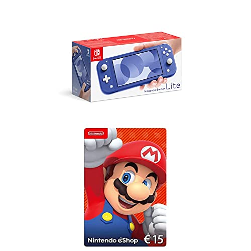 Nintendo Switch Lite, Standard, Blau eShop Card | 15 EUR Guthaben | Download Code von Nintendo