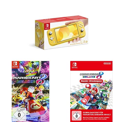 Nintendo Switch Lite, Standard, Gelb + Mario Kart 8 Deluxe - [Nintendo Switch] + Boosterpass von Nintendo
