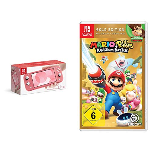 Nintendo Switch Lite, Standard, Koralle + Mario & Rabbids Kingdom Battle - Gold Edition von Nintendo