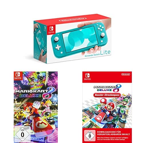 Nintendo Switch Lite, Standard, Türkis-Blau + Mario Kart 8 Deluxe - [Nintendo Switch] + Boosterpass von Nintendo