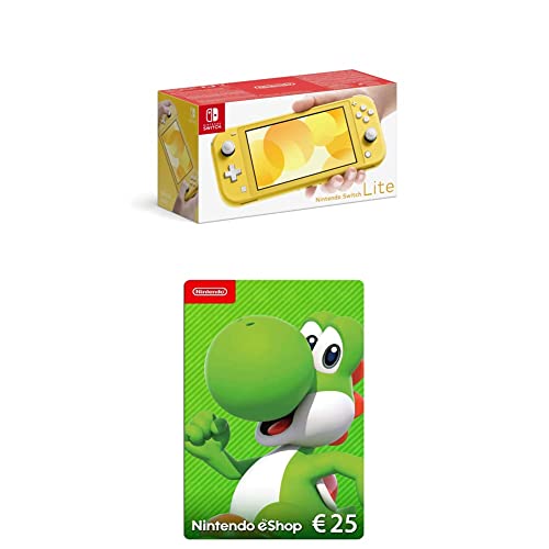 Nintendo Switch Lite, Standard, gelb + Nintendo eShop Card | 25 EUR Guthaben | Download Code von Nintendo