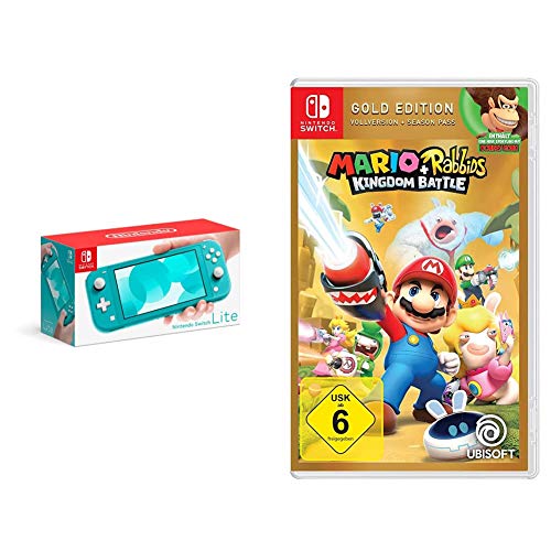 Nintendo Switch Lite, Standard, türkis-blau + Mario & Rabbids Kingdom Battle - Gold Edition von Nintendo