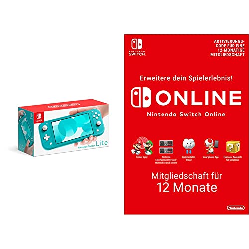 Nintendo Switch Lite, Standard, türkis-blau + Nintendo Switch Online Mitgliedschaft 12 Monate (Download Code) von Nintendo