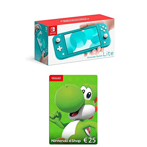 Nintendo Switch Lite, Standard, türkis-blau + Nintendo eShop Card | 25 EUR Guthaben | Download Code von Nintendo