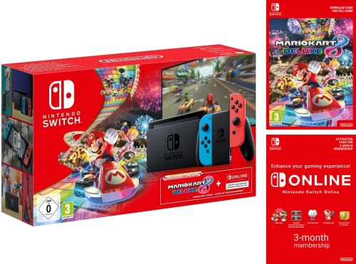 Nintendo Switch Neon Red/Neon Blue with Mario Kart 8 Deluxe and 3 Month Nintendo Switch Online Membership von Nintendo