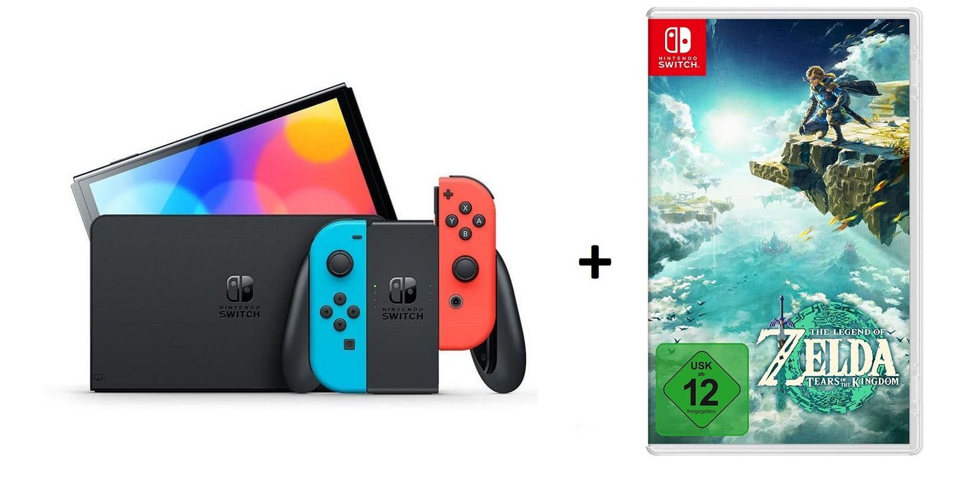 Nintendo Switch OLED Konsole Schwarz mit Zelda: Tears of the Kingdom Spiel (Bundle, inkl. Joy-Con), Spielekonsole Handheld von Nintendo