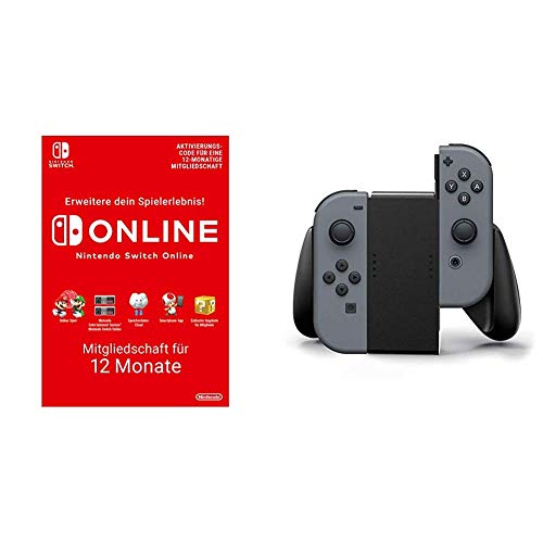 Nintendo Switch Online Mitgliedschaft - 12 Monate | Switch Download Code & Nintendo Switch Joy-Con Comfort Grip (Schwarz) von Nintendo