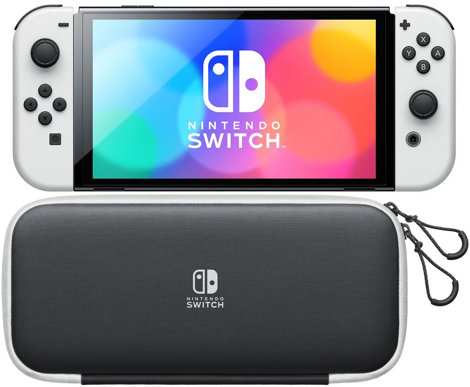 Switch Konsole (OLED-Modell) inkl. Tasche & Schutzfolie weiß von Nintendo