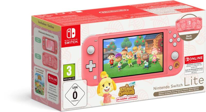 Switch Lite Bundle inkl. Animal Crossing: New Horizons + 12 Monate Nintendo Switch Online koralle von Nintendo