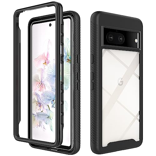 Niopiee für Google Pixel 7 Hülle 360° Grad Stoßfest Handyhülle Heavy Duty Hard Clear Case Rugged Anti-Rutsch Stoßfänger Anti-Kratzer Rüstung Schutzhülle für Pixel 7 Schwarz von Niopiee