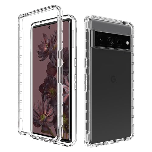 Niopiee für Google Pixel 7 Pro Hülle 360° Grad Kristallklar Stoßfest Handyhülle Heavy Duty Hard Robuste Case Anti-Rutsch Stoßstange Anti-Kratzer Rüstung Schutzhülle Transparent von Niopiee