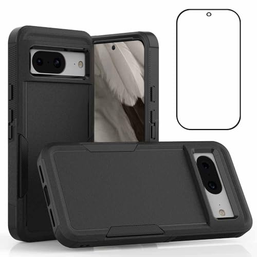 Niopiee für Google Pixel 8 5g Hülle Dual Layer Hard Stoßfeste Schutzhülle mit gehärtetem Glas Screen Protector Heavy Duty Hybrid Ganzkörper Anti-Kratzer Anti-Rutsch Handyhülle Schwarz Niopiee für Google Pixel 8 5g Hülle Dual Layer Hard Stoßfeste Schutzhülle mit gehärtetem Glas Screen Protector Heavy Duty Hybrid Ganzkörper Anti-Kratzer Anti-Rutsch Handyhülle Schwarz von Niopiee