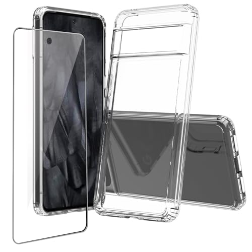 Niopiee für Google Pixel 8 Pro Hülle Kristallklar Stoßfest Handyhülle Hybrid Slim Hartcase mit Panzerglas Schutzfolie Ganzkörper Anti-Gelb Anti-Kratzer Telefon Schutzhülle Cover von Niopiee