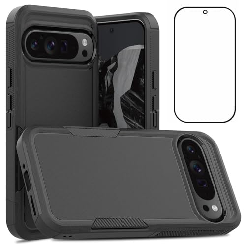 Niopiee für Google Pixel 9 Pro XL Hülle Dual Layer Hard Stoßfeste Schutzhülle mit gehärtetem Glas Screen Protector Heavy Duty Hybrid Ganzkörper Anti-Kratzer Anti-Rutsch Handyhülle Schwarz Niopiee für Google Pixel 9 Pro XL Hülle Dual Layer Hard Stoßfeste Schutzhülle mit gehärtetem Glas Screen Protector Heavy Duty Hybrid Ganzkörper Anti-Kratzer Anti-Rutsch Handyhülle Schwarz von Niopiee