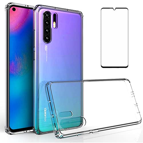 Niopiee für Huawei P30 Pro Hülle Kristallklar Stoßfest Handyhülle Hybrid Slim Hartcase mit Panzerglas Schutzfolie Ganzkörper Anti-Gelb Anti-Kratzer Telefon Schutzhülle Cover von Niopiee