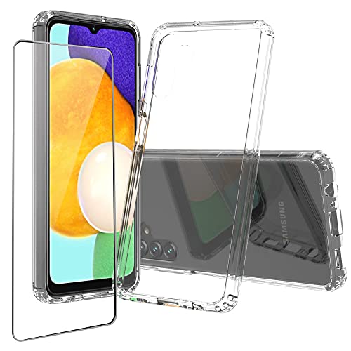 Niopiee für Samsung Galaxy A13 5G Hülle Kristallklar Stoßfest Handyhülle Hybrid Slim Hartcase mit Panzerglas Schutzfolie Ganzkörper Anti-Gelb Anti-Kratzer Telefon Schutzhülle Cover von Niopiee