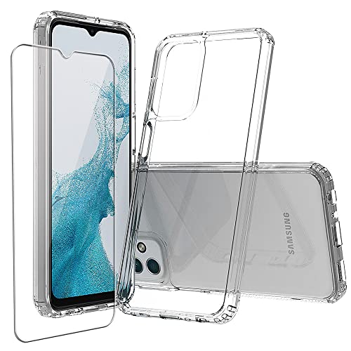 Niopiee für Samsung Galaxy A23 5G Hülle Kristallklar Stoßfest Handyhülle Hybrid Slim Hartcase mit Panzerglas Schutzfolie Ganzkörper Anti-Gelb Anti-Kratzer Telefon Schutzhülle Cover für Galaxy A23 von Niopiee