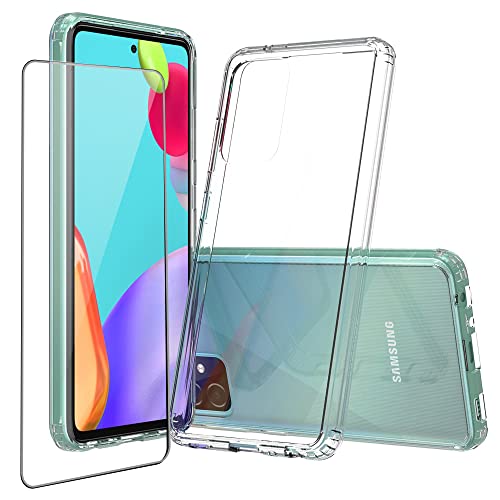 Niopiee für Samsung Galaxy A52 5G Hülle Kristallklar Stoßfest Handyhülle Hybrid Slim Hartcase mit Panzerglas Schutzfolie Ganzkörper Anti-Gelb Anti-Kratzer Telefon Schutzhülle Cover von Niopiee