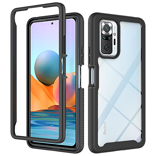 Niopiee für Xiaomi Redmi Note 10 Pro Hülle 360° Grad Stoßfest Handyhülle Heavy Duty Hard Clear Case Rugged Anti-Rutsch Stoßfänger Anti-Kratzer Rüstung Schutzhülle für Redmi Note 10 Pro Schwarz von Niopiee