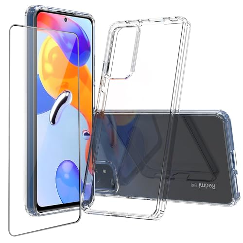 Niopiee für Xiaomi Redmi Note 11 Pro Hülle Kristallklar Stoßfest Handyhülle Hybrid Slim Hartcase mit Panzerglas Schutzfolie Ganzkörper Anti-Gelb Anti-Kratzer Telefon Schutzhülle Cover von Niopiee