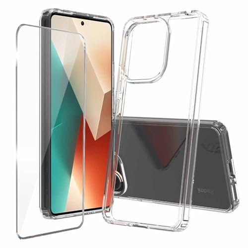 Niopiee für Xiaomi Redmi Note 13 Pro 5G Hülle Kristallklar Stoßfest Handyhülle Hybrid Slim Hartcase mit Panzerglas Schutzfolie Ganzkörper Anti-Gelb Anti-Kratzer Telefon Schutzhülle Cover von Niopiee