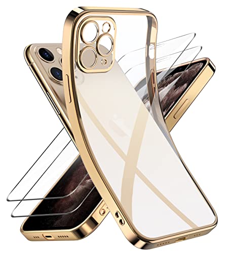Niphabe Handyhülle für iPhone 11 Pro Max Hülle mit Kameraschutz, Original Silikon mit 2 Hartglas Schutzfolie, Niemals Gelb Ultra Dünn Clear Schutzhülle für iPhone 11 Pro Max 6.5'' Golden Niphabe Handyhülle für iPhone 11 Pro Max Hülle mit Kameraschutz, Original Silikon mit 2 Hartglas Schutzfolie, Niemals Gelb Ultra Dünn Clear Schutzhülle für iPhone 11 Pro Max 6.5'' Golden von Niphabe
