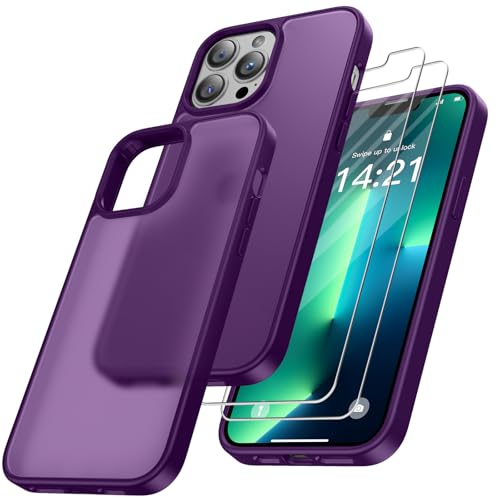 Niphabe Hard Hülle Kompatibel mit iPhone 13 Pro Max mit 2 Stück Schutzfolie, Nie Vergilbung Hard PC Case Kratzresistente Rückseite Stoßfest Schutzhülle TPU Bumper - Dunkelviolett Niphabe Hard Hülle Kompatibel mit iPhone 13 Pro Max mit 2 Stück Schutzfolie, Nie Vergilbung Hard PC Case Kratzresistente Rückseite Stoßfest Schutzhülle TPU Bumper - Dunkelviolett von Niphabe