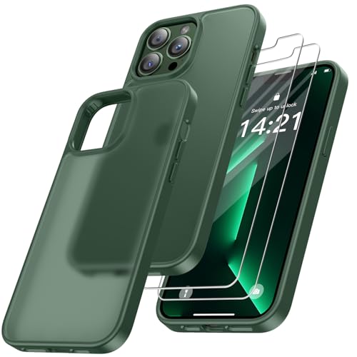 Niphabe Hard Hülle Kompatibel mit iPhone 13 Pro Max mit 2 Stück Schutzfolie, Nie Vergilbung Hard PC Case Kratzresistente Rückseite Stoßfest Schutzhülle TPU Bumper - Grün Niphabe Hard Hülle Kompatibel mit iPhone 13 Pro Max mit 2 Stück Schutzfolie, Nie Vergilbung Hard PC Case Kratzresistente Rückseite Stoßfest Schutzhülle TPU Bumper - Grün von Niphabe