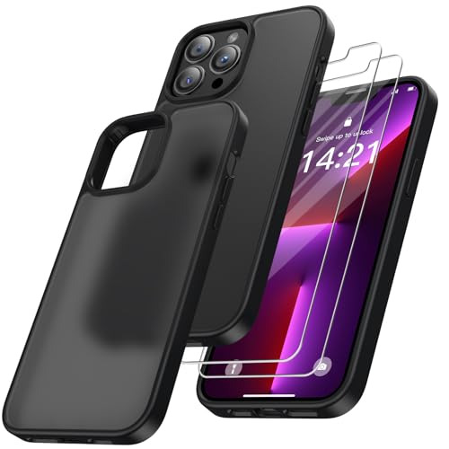 Niphabe Hard Hülle Kompatibel mit iPhone 13 Pro Max mit 2 Stück Schutzfolie, Nie Vergilbung Hard PC Case Kratzresistente Rückseite Stoßfest Schutzhülle TPU Bumper Hülle - Schwarz Niphabe Hard Hülle Kompatibel mit iPhone 13 Pro Max mit 2 Stück Schutzfolie, Nie Vergilbung Hard PC Case Kratzresistente Rückseite Stoßfest Schutzhülle TPU Bumper Hülle - Schwarz von Niphabe