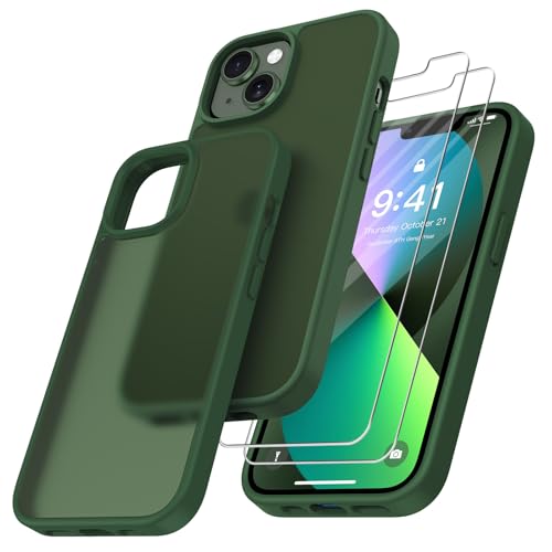 Niphabe Hard Hülle Kompatibel mit iPhone 13 mit 2 Stück Schutzfolie, Nie Vergilbung Hard PC Case Kratzresistente Rückseite Stoßfest Schutzhülle TPU Bumper für iPhone 13 Hülle 6,1'' -Dunkelgrün Niphabe Hard Hülle Kompatibel mit iPhone 13 mit 2 Stück Schutzfolie, Nie Vergilbung Hard PC Case Kratzresistente Rückseite Stoßfest Schutzhülle TPU Bumper für iPhone 13 Hülle 6,1'' -Dunkelgrün von Niphabe