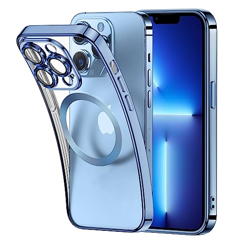 Niphabe Kameraschutzhülle für iPhone 13 Pro Hülle, [Galvanik Vergilbungsfrei] Luxus Bling Handyhülle iPhone 13 Pro Dünn Silikone Case für Mädchen, Blau von Niphabe