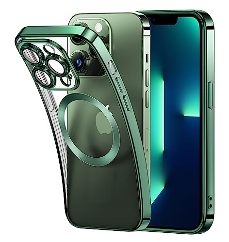 Niphabe Kameraschutzhülle für iPhone 13 Pro Hülle, [Galvanik Vergilbungsfrei] Luxus Bling Handyhülle iPhone 13 Pro Dünn Silikone Case für Mädchen, Grün von Niphabe
