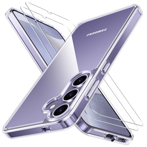 Niphabe Klar Handyhülle Kompatibel mit Samsung Galaxy S24 Hülle Durchsichtig mit 2 Stück Schutzfolie, [Nie Vergilbung Kratzresistente] Hard PC Bumper Stoßfest Schutzhülle Case von Niphabe