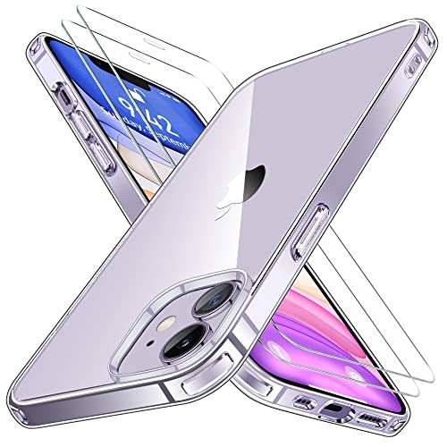 Niphabe Klar Hülle Kompatibel mit iPhone 11 mit 2 Stück Schutzfolie, Nie Vergilbung Hard PC Case Kratzresistente Rückseite Stoßfest Schutzhülle TPU Bumper für iPhone 11 Hülle (Klar) von Niphabe