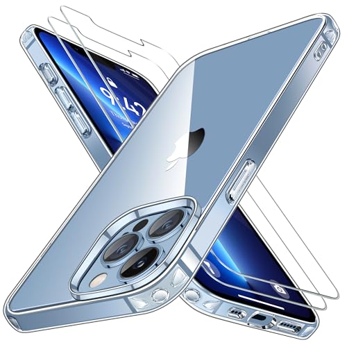 Niphabe Klar Hülle Kompatibel mit iPhone 13 Pro Max mit 2 Stück Schutzfolie, Nie Vergilbung Hard PC Case Kratzresistente Rückseite Stoßfest Schutzhülle TPU Bumper Durchsichtig Hülle Niphabe Klar Hülle Kompatibel mit iPhone 13 Pro Max mit 2 Stück Schutzfolie, Nie Vergilbung Hard PC Case Kratzresistente Rückseite Stoßfest Schutzhülle TPU Bumper Durchsichtig Hülle von Niphabe