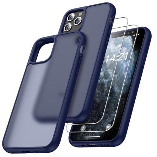 Niphabe Matt Hülle Kompatibel mit iPhone 11 Pro mit 2 Stück Schutzfolie, Nie Vergilbung Hard PC Case Kratzresistente Rückseite Stoßfest Schutzhülle TPU Bumper Hülle Dunkel Blau Niphabe Matt Hülle Kompatibel mit iPhone 11 Pro mit 2 Stück Schutzfolie, Nie Vergilbung Hard PC Case Kratzresistente Rückseite Stoßfest Schutzhülle TPU Bumper Hülle Dunkel Blau von Niphabe