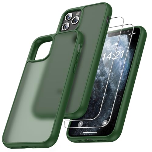 Niphabe Matt Hülle Kompatibel mit iPhone 11 Pro mit 2 Stück Schutzfolie, Nie Vergilbung Hard PC Case Kratzresistente Rückseite Stoßfest Schutzhülle TPU Bumper Hülle Dunkel Grün Niphabe Matt Hülle Kompatibel mit iPhone 11 Pro mit 2 Stück Schutzfolie, Nie Vergilbung Hard PC Case Kratzresistente Rückseite Stoßfest Schutzhülle TPU Bumper Hülle Dunkel Grün von Niphabe