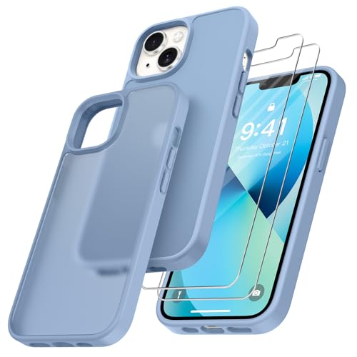 Niphabe Matt Hülle Kompatibel mit iPhone 13 mit 2 Stück Schutzfolie, Nie Vergilbung Hard PC Mattierte Durchscheinende Case Kratzresistente Rückseite Stoßfest Schutzhülle,Hellblau Niphabe Matt Hülle Kompatibel mit iPhone 13 mit 2 Stück Schutzfolie, Nie Vergilbung Hard PC Mattierte Durchscheinende Case Kratzresistente Rückseite Stoßfest Schutzhülle,Hellblau von Niphabe