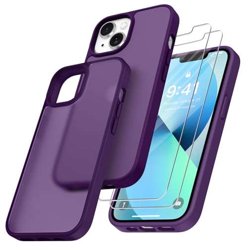 Niphabe Matt Hülle Kompatibel mit iPhone 13 mit 2 Stück Schutzfolie, Nie Vergilbung Hard PC Mattierte Durchscheinende Case Kratzresistente Rückseite Stoßfest Schutzhülle, Dunkellila Niphabe Matt Hülle Kompatibel mit iPhone 13 mit 2 Stück Schutzfolie, Nie Vergilbung Hard PC Mattierte Durchscheinende Case Kratzresistente Rückseite Stoßfest Schutzhülle, Dunkellila von Niphabe