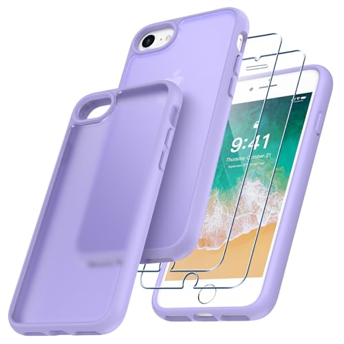 Niphabe Schutzhülle kompatibel mit iPhone SE 2022/2020/7/8 mit 2 Hartglas, vergilbungssicher, hart, PC, kratzfest, stoßfest, mit Bumper TPU Case 4,7 Zoll – Hellviolett Niphabe Schutzhülle kompatibel mit iPhone SE 2022/2020/7/8 mit 2 Hartglas, vergilbungssicher, hart, PC, kratzfest, stoßfest, mit Bumper TPU Case 4,7 Zoll – Hellviolett von Niphabe