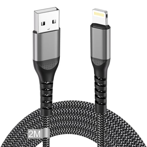 iPhone Ladekabel 2M[MFi-Zertifiziert],Apple Ladekabel Nylon iPhone Kabel USB Lightning Kabel für Apple iPhone 11 Pro Max XR XS X 8 Plus8 7 Plus7 Plus6S 6S Plus6 6 5C 5S 5 SE 2020 iPad Airpods von Nipow