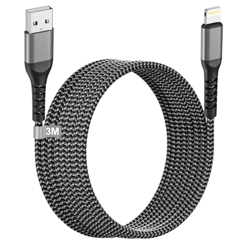 iPhone Ladekabel 3M [MFi-Zertifiziert], Lightning Kabel USB iPhone Kabel 3M Nylon Apple Ladekabel iPhone Schnellladekabel Lightning USB Kabel für Apple iPhone 14 Pro Max 13 12 Mini 11 XR XS 8 7 iPad von Nipow