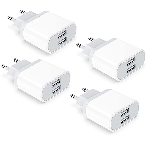 4-Pack USB Ladegerät, 2.1A/5V Netzteil für iPhone 11 XS XR X 8 7 6 6S Plus 14 13 12 Samsung, Adapter Charger Stecker Netzstecker Ladestecker Schnellladen Stromadapter Steckdosenadapter Nisiyama von Nisiyama