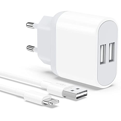 Ladekabel, USB Ladegerät und Kabel 2M 5V 2.1A für iPhone 11 Pro Max XR X XS 8 7 6 6S SE 5S 5C Plus 14 13 12 Mini, 2-Pack Power Adapter Netzteil Stecker Ladeadapter Charger Ladestecker Nisiyama von Nisiyama