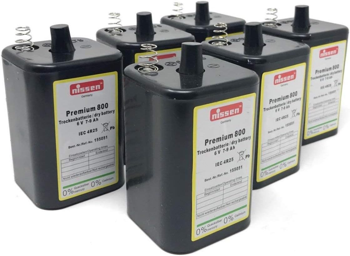 Nissen 6x 4R25 6V-Blockbatterie Ersatz für Nissen Laternenbatterie IEC 4R25 Batterie, (1 St) von Nissen