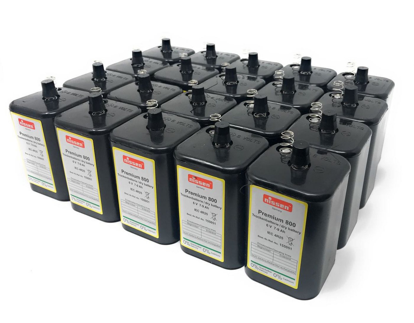 Nissen 4R25 6V-Blockbatterie Ersatz für Nissen Laternenbatterie IEC 20x Batterie, (6 V) von Nissen