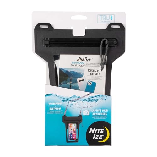 Nite Ize Runoff wasserdichte Handytasche mit Umhängeband und TRU Reißverschluss, IP67 Universal wasserdichte Hülle für iPhone 11/11 Pro Max/Xs Max/XR/X/8/8P Galaxy, Anthrazit von Nite Ize