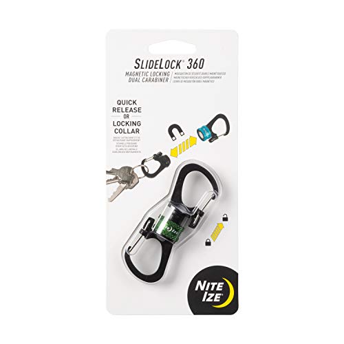 Nite Ize SlideLock 360° Magnetischer Verschluss Dual Karabiner Twist-To-Lock Kragen zum Trennen von Schlüsseln Oliv von Nite Ize